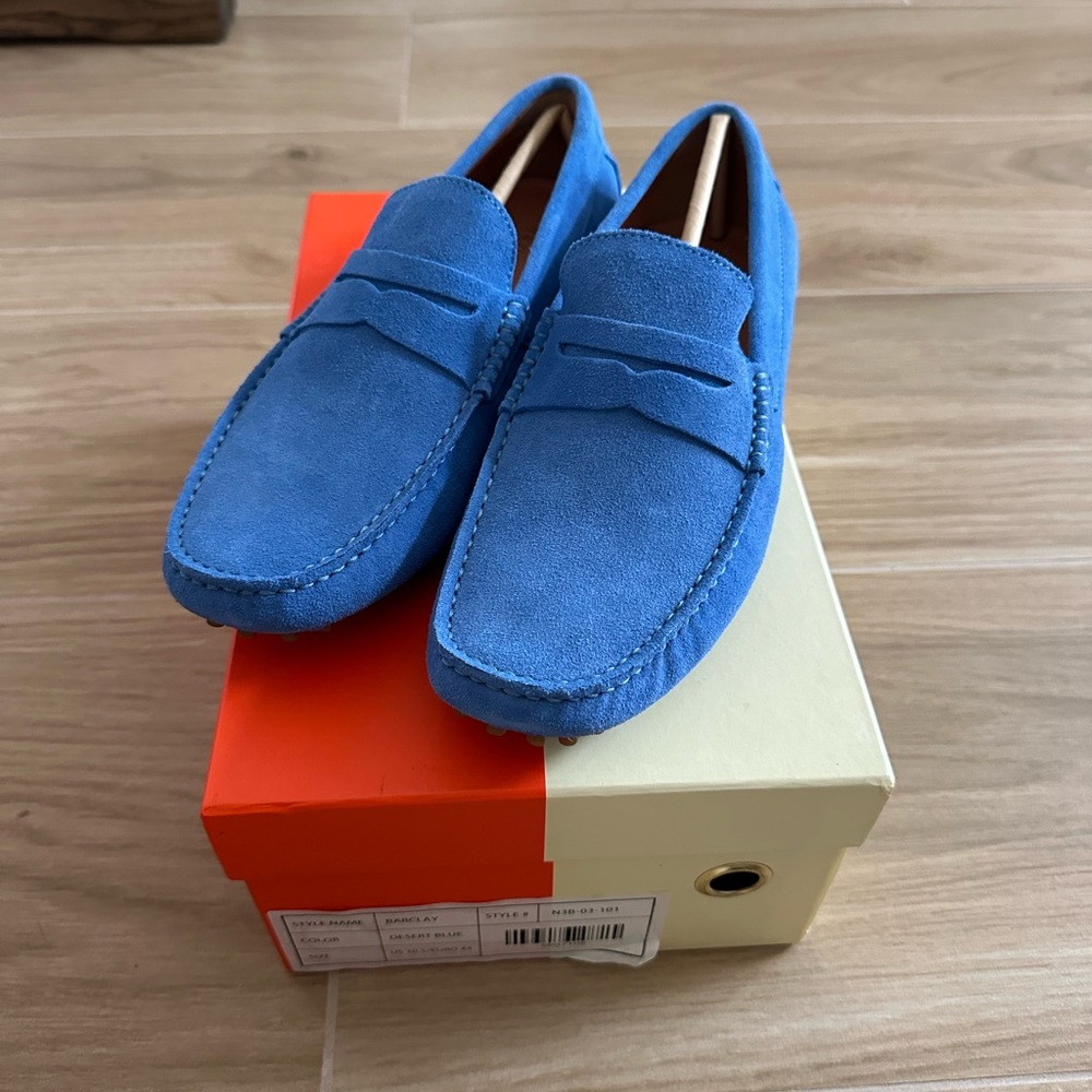 Elegant Blue Men's Suede Loafers